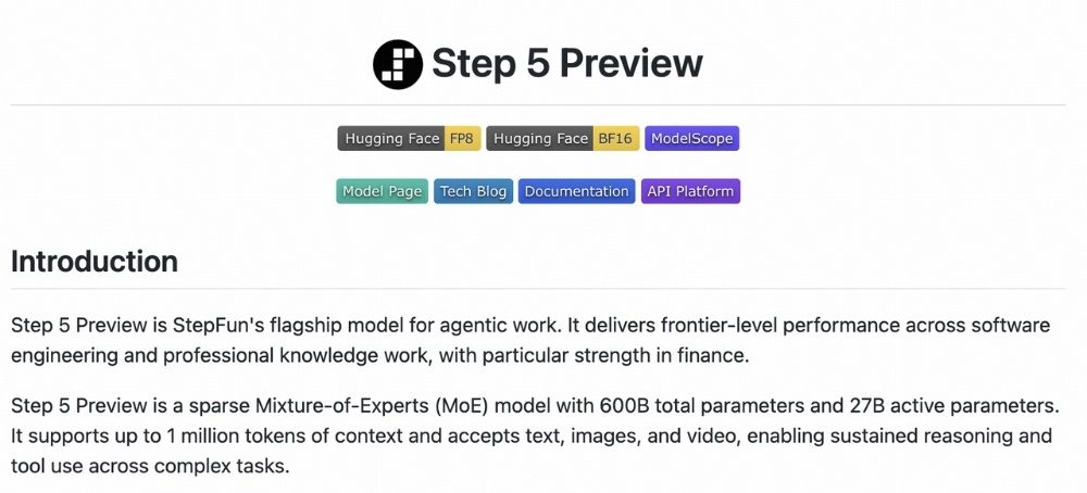 阶跃星辰开源Step 5 Preview:6000亿参数支持百万Token上下文